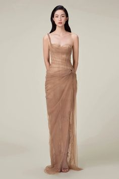 Mara Dress | MEAN BLVD Luxury Beige Dress, Floor-length Gala Evening Dress With Ruched Bodice, Gala Floor-length Gown With Ruched Bodice, Maxi Length Evening Dress With Ruched Bodice For Gala, Maxi Evening Dress With Ruched Bodice For Gala, Floor-length Gown With Ruched Bodice For Gala, Long Evening Dress With Ruched Bodice, Luxury Gown With Ruched Fitted Bodice, Beige Evening Dress With Asymmetrical Neckline