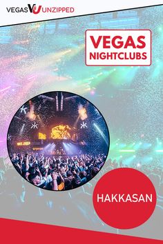 the vegas nights flyer is shown with an image of people on stage and fireworks in the background