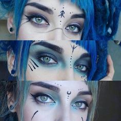 Night Elf markings Occult Makeup, Pagan Makeup, Naruto Outfits, Viking Makeup, Fete Emo, Witchy Makeup, Matte Make Up