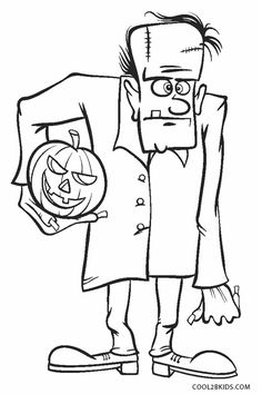 a cartoon character holding a pumpkin in his hand