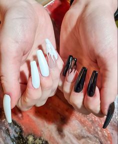 Black And White Nail Design, White Nail Design Ideas, White Nail Design, Black Acrylic Nail Designs, Black And White Nail Designs, Love Black And White, Red Acrylic Nails