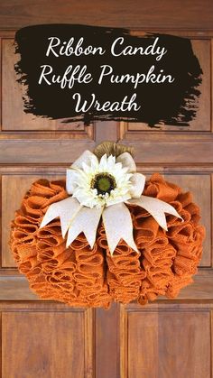 Pumpkin wreath tutorial Wire Pumpkin Wreath Diy, Pumpkin Wreath Tutorial, Harvest Ideas, Burlap Pumpkin Wreath, Pumpkin Wreath Diy, Halloween Fabric Crafts, Burlap Wreath Tutorial, Christmas Shortbread, Dollar Tree Pumpkins