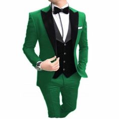 Men's suit 3 pieces groom slim fit black notch lapel vest costume homme tuxedos wedding party suits(blazer+vest+pants) Tuxedos Wedding, Party Suits, Tuxedo Wedding, Men's Suit, Blazer Vest, Tuxedos, Black Design, Mens Suits, Men's Blazer