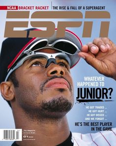 a baseball player on the cover of espn magazine, with goggles over his eyes