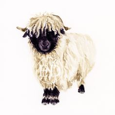 a drawing of a wooly sheep with the letter g on it's side