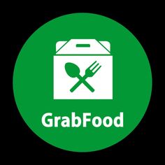 a green circle with the word grabfood on it and a fork and knife