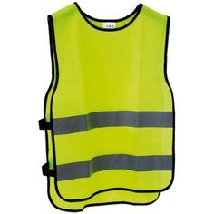 an orange safety vest with reflective stripes on the front and back, in black trim