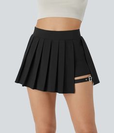 Breezeful™ High Waisted Pleated 2-in-1 Side Pocket Adjustable Buckle Micro Mini Quick Dry Casual Skirt Halara Skirt, Electric Daisy, Dark Clothes, Party Rock, Party Skirt, Micro Mini, Jeans Rock, Casual Skirt, Tennis Skirt