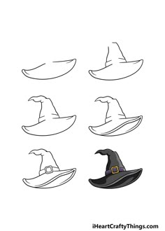 four witches hats in different shapes and sizes