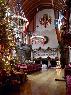 a large room filled with lots of christmas decorations