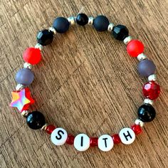 Star Wars Bracelet Sith Handmade New Without Tags Always Open To Bundles And Offers! Star Wars Friendship Bracelet, Star Wars Bracelet, Kandi Singles, Bracelets Inspiration, Pony Bead Bracelets, Diy Bracelets Patterns, Bracelets Patterns, Because I Can, Pony Beads