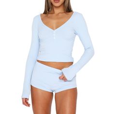 PRICES MAY VARY. Material: 2 Piece pajama set is made of stretchy, ultra soft, skinny, breathable and lightweight ribbed knit fabric for women sleepwear, lounge wear. Basic women’s 2 piece loungewear outfit set include a ribbed knit long sleeve crop top and a slim fit mini short pants. Featuring long sleeve, v button up closure, tight slim fit, elastic high waist mini shorts. Design: The cami pajamas sets includes cami top an elastic waisted ruch bodycon shorts, the elastic waistband will make i Outfits Pajamas, Lounge Sleepwear, Loungewear Outfit, Shorts Y2k, Slim Fit Crop Top, Cropped Tee Shirt, Y2k Long Sleeve, Crop Top And Shorts, Womens Pyjama Sets