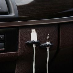 the interior of a car with two usbs attached to it