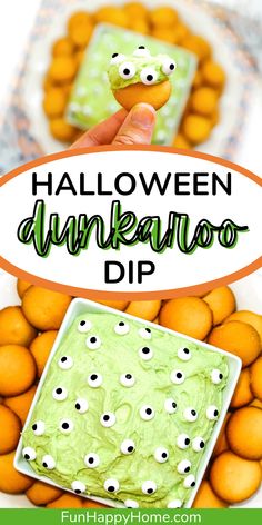 an orange and green dessert with the words halloween dunkawioo dip above it