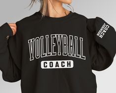 Customize this volleyball coach shirt to meet your needs! Choose from short sleeve, long sleeve, hoodies, and crewneck sweatshirts! Other color options and styles are available. If you don't see what you're looking for send us a message! The shirts are a UNISEX retail fit - they are more of a relaxed fit and MAY run a little large on women and those with a smaller frame. Make sure to see the size guides and charts to confirm the best fit for you. We recommend measuring a similar shirt in your cl Volleyball Coach Shirts, Volleyball Coach Gift Ideas, Coach Sweatshirt, Coach Hoodie, Coach Gift Ideas, Coach Tshirts, Coaches Gifts, Volleyball Coach Gifts, Coach Appreciation