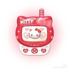 a hello kitty cell phone with hearts on it