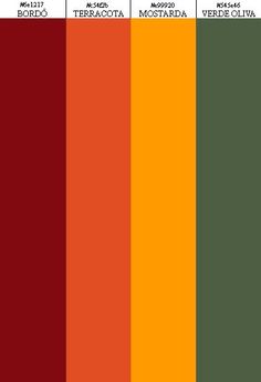 the color scheme for autumn is shown in red, orange and green