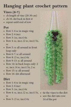 the instructions for hanging plant crochet pattern