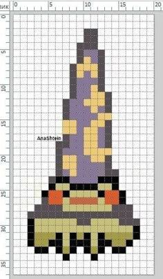 a cross stitch pattern with a witch's hat on it