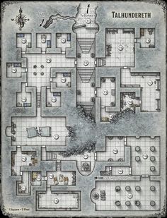 the map for talhunderothh, with all its rooms and stairs in it