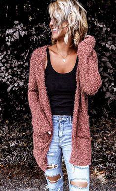 Hello Popcorn, Cardigan Outfit Ideas, Long Cardigan Outfit, Black Tees, Cardigan Outfit, Streetwear Mode, Outfit Jeans, Cardigan Outfits, Cardigan Long