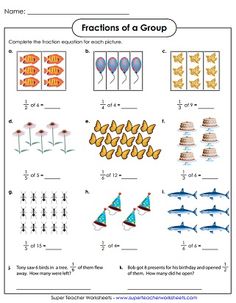 fraction addition worksheet with pictures and numbers