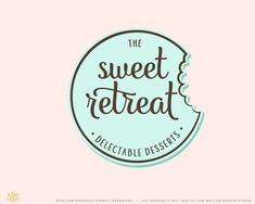 the sweet and treat logo is shown on a light pink background with brown lettering that reads,'delicate desserts '