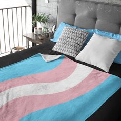 Transgender Flag Wave Blanket - On Trend Shirts Wave Blanket, Transgender Flag, Pride Art, Trans Flag, Blanket Cozy, Crochet Tips, Study Bedroom, Trans Pride, Lightweight Blanket