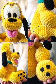 there is a crocheted stuffed dog that looks like winnie the pooh