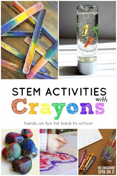 Friendship Stem Activities Preschool, Outdoor Stem Activities Preschool, The Day The Crayons Quit Activities Preschool, Stem Color Activities, Preschool Stem Activities Summer, Back To School Stem Activities Preschool, Crayon Stem Activities, Color Stem Activities, Crayons Activities For Preschool