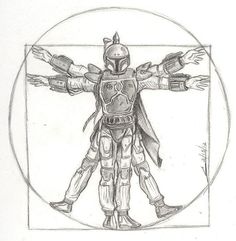 a drawing of a man in armor with his arms outstretched