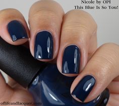 Nicole by OPI New Core Colors For 2014 - Part 1 - Of Life and Lacquer Dark Blue Opi Gel Polish, Ash Blue Nails, Opi Navy Blue Polish, Almomd Nails, Nails Minimalist, Navy Blue Nails, January Nails, Glamorous Nails, Go To Work