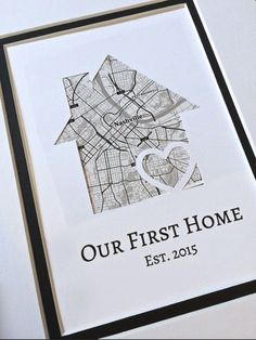 this is an image of a house with the words our first home on it in black and white