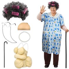 PRICES MAY VARY. Old Lady Dress up Costume Set: you will get 1 piece of women front closure housedress printed with flowers, 1 piece of adult fat suit, 1 piece of granny wig with 4 pieces of hair rollers, 1 grandma wig cap, 1 pair of granny glasses, 1 eyeglass chain, 1 granny faux pearl beads necklace and 1 adjustable crutch, 8 pieces of items in total, enough to play the role of an old lady at a party, suitable for cosplay, saving your time and energy in matching Cute Housedress: this old lady When I Grow Up Dress Up Party, Old Lady Costume Accessories, Plus Size Halloween Costume Funny, Plus Size Granny Costume, Large Marge Costume, Granny Costume Bachelorette, If You Give A Dog A Donut Costume Teacher, Costumes For 50 Year Old Women, Shower Curtain Costume