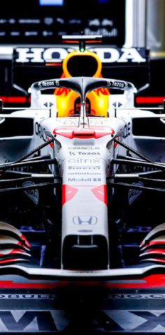 the front end of a red bull racing car