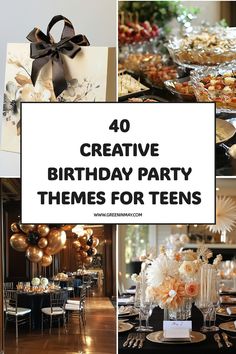 a collage of birthday party themes for teens