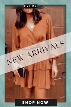 Long Sleeve Solid Color Loose V-neck Mini Dress S-5xl Dresses By Length, Color Pick, The Picture, Women's Fashion Dresses, Short Dresses, Fashion Dresses, Solid Color, Mini Dress, V Neck