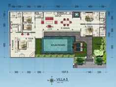 the floor plan for a villa with swimming pool