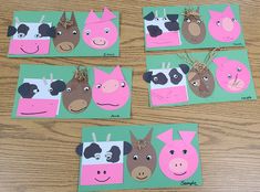 four farm animals made out of construction paper