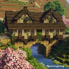 Cottagecore River, Minecraft Kingdom, Rumah Minecraft Sederhana, Minecraft Structures, Minecraft House Plans, Bangunan Minecraft, Minecraft Farm, Minecraft Cottage, Minecraft House Tutorials