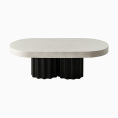 a white table with black columns on it