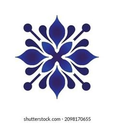 a blue and white snowflake on a white background