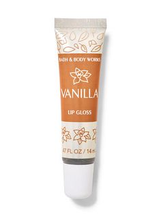 Vanilla Lip Gloss | Bath & Body Works Vanilla Products, Bath Body Works Vanilla, Exfoliating Lip Scrub, Vanilla Lip Balm, Lip Gloss Balm, Body Moisturizers, Skin Care Items, Bath And Body Care, Lip Products