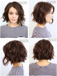 360 view of great classic Bob gone messy Anh Co Tran Bob, Layered Haircuts For Women, Anh Co Tran, Wavy Bob Haircuts, Popular Short Hairstyles, Women Short Hair, Classic Bob, Haircuts For Wavy Hair