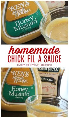 two images showing how to make easy copycat chicken - fil - a - sauce