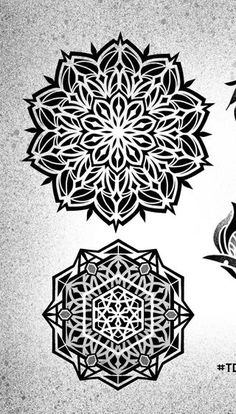 four different types of ornamental designs in black and white