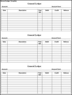 the general ledger form is shown in black and white, with two columns on each side