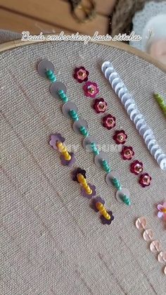 a close up of some beads on a table