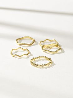 Cute Gold Rings For Teens, Cute Rings For Teens, Cute Rings Gold, Uncommon James, Simple Rings, Wave Ring, Gold Ring Sets, Cute Rings, Rings Simple