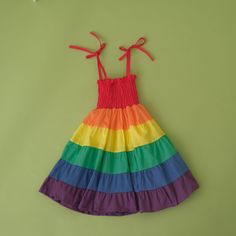 a dress made out of rainbow colored material